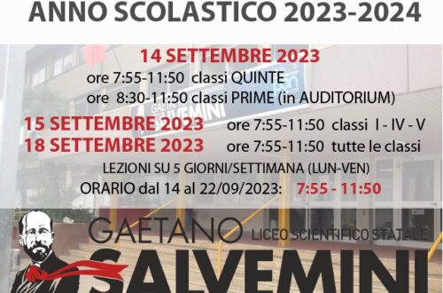 inizio delle lezioni a.s. 2023-2024