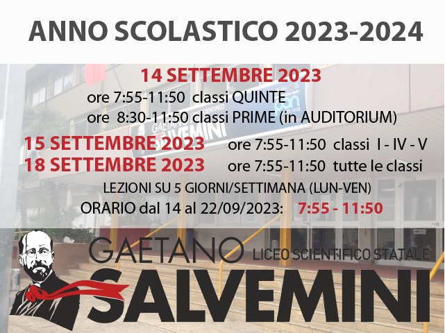 inizio delle lezioni a.s. 2023-2024